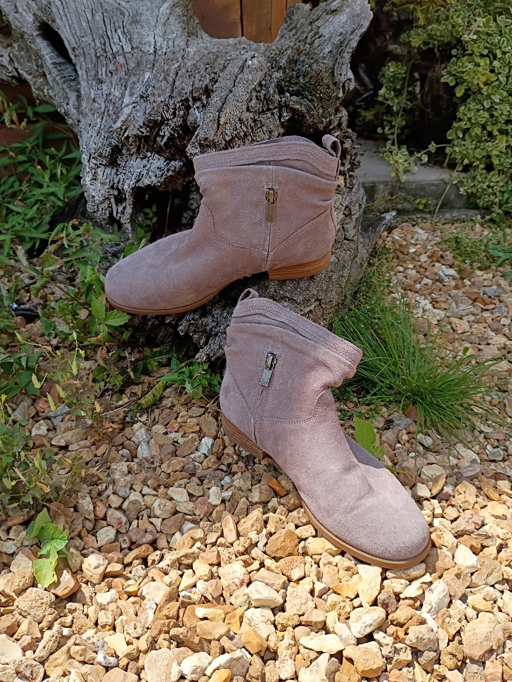Koolaburra By UGG Taupe Suede Ankle Boots - Casual Zip Side Boot